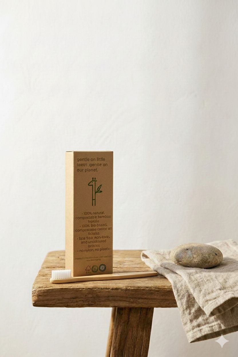 3 pack organic, zero-plastic toothbrush